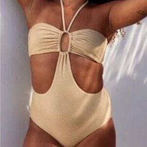 Aerie Red Cutout One-Piece Swimsuit